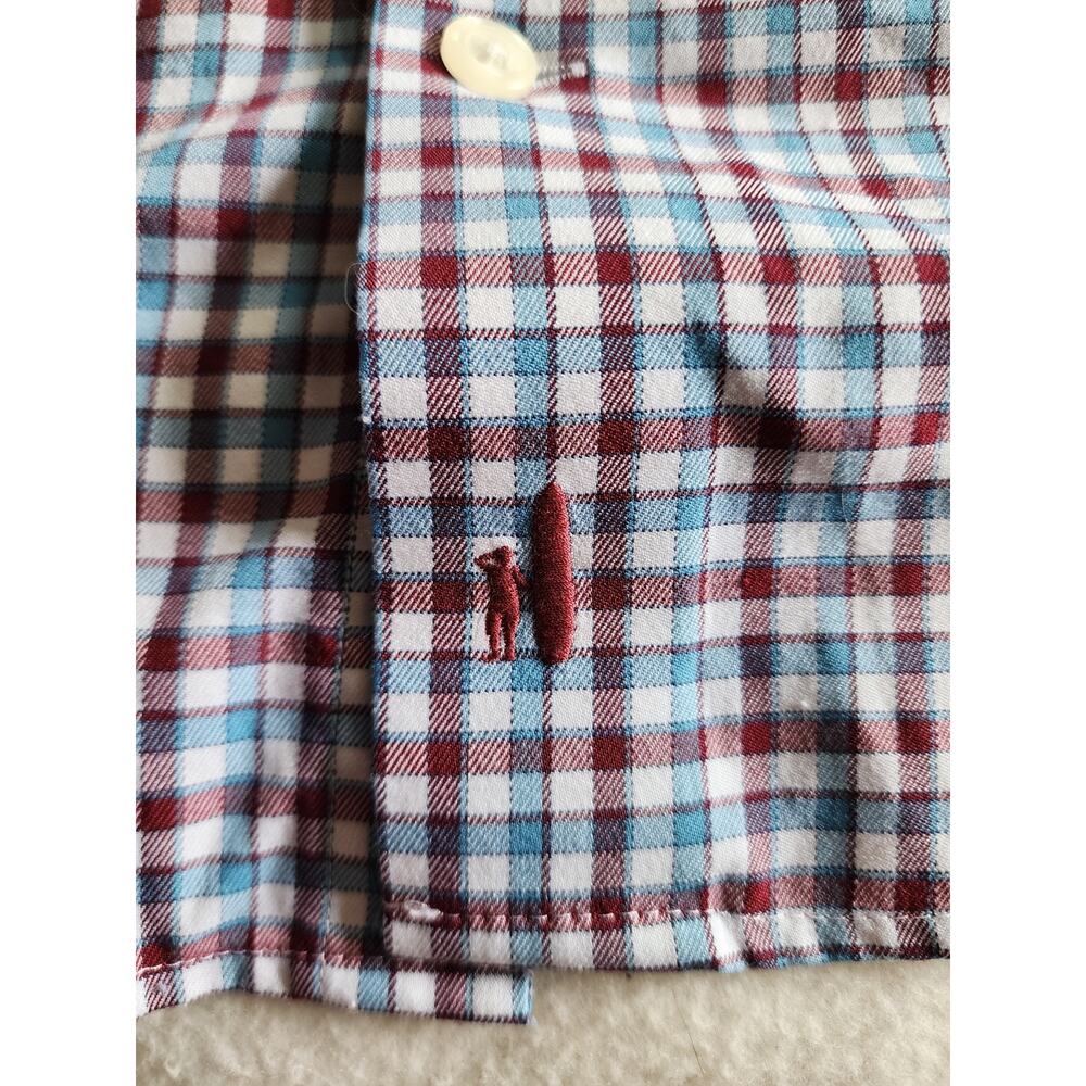 Johnnie-O Prep-Formance L Long Sleeve Button Down Shirt Cranberry Checkered Soft - Picture 6 of 9